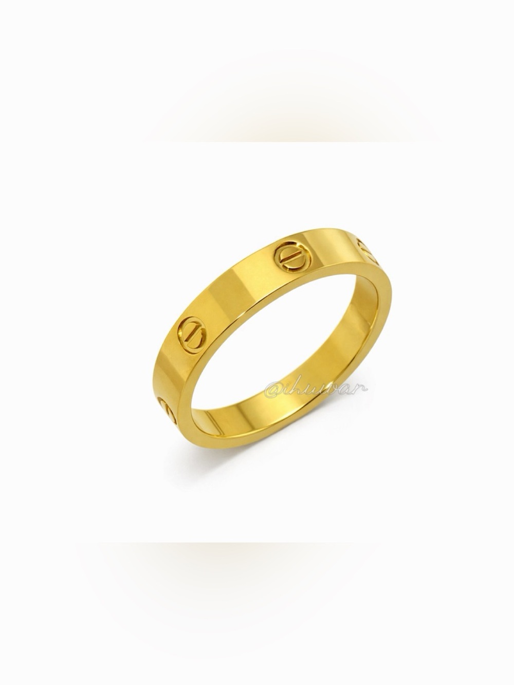 New 18K Gold Plated Stainless Steel Screw Design Love Ring Size 8